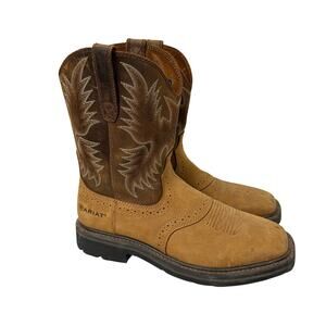 Ariat Boots Mens Size 9 D Sierra Wide Square Toe Work EH Brown Leather